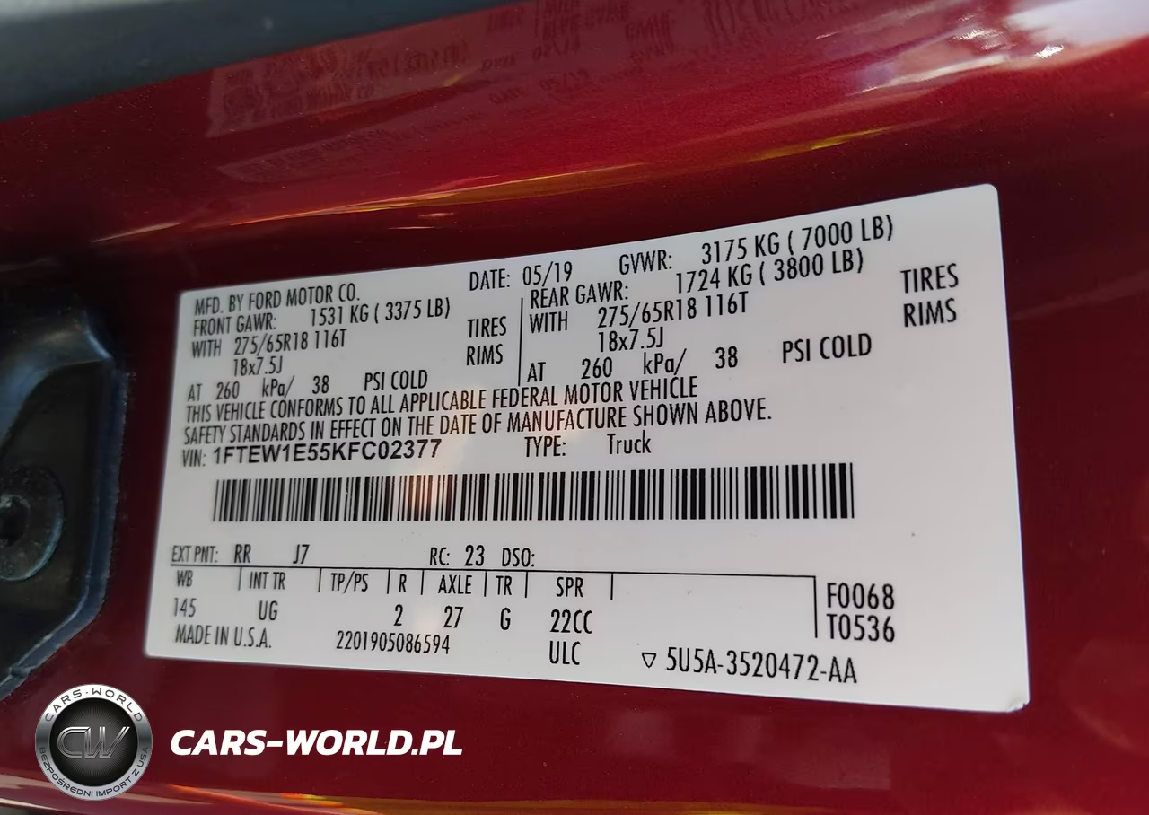 2019 Ford F-150 Xlt VIN:1FTEW1E55KFC02377 - 9