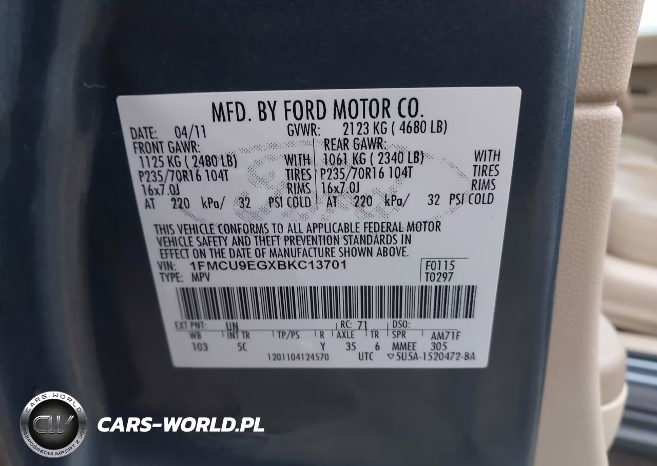 2011 Ford Escape Limited VIN:1FMCU9EGXBKC13701 - 9