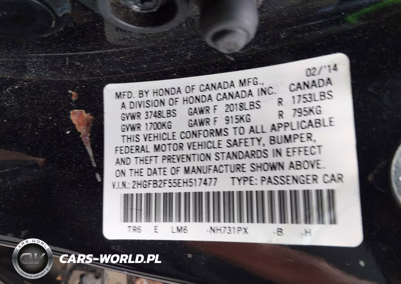 2014 Honda Civic Lx VIN:2HGFB2F55EH517477 - 9