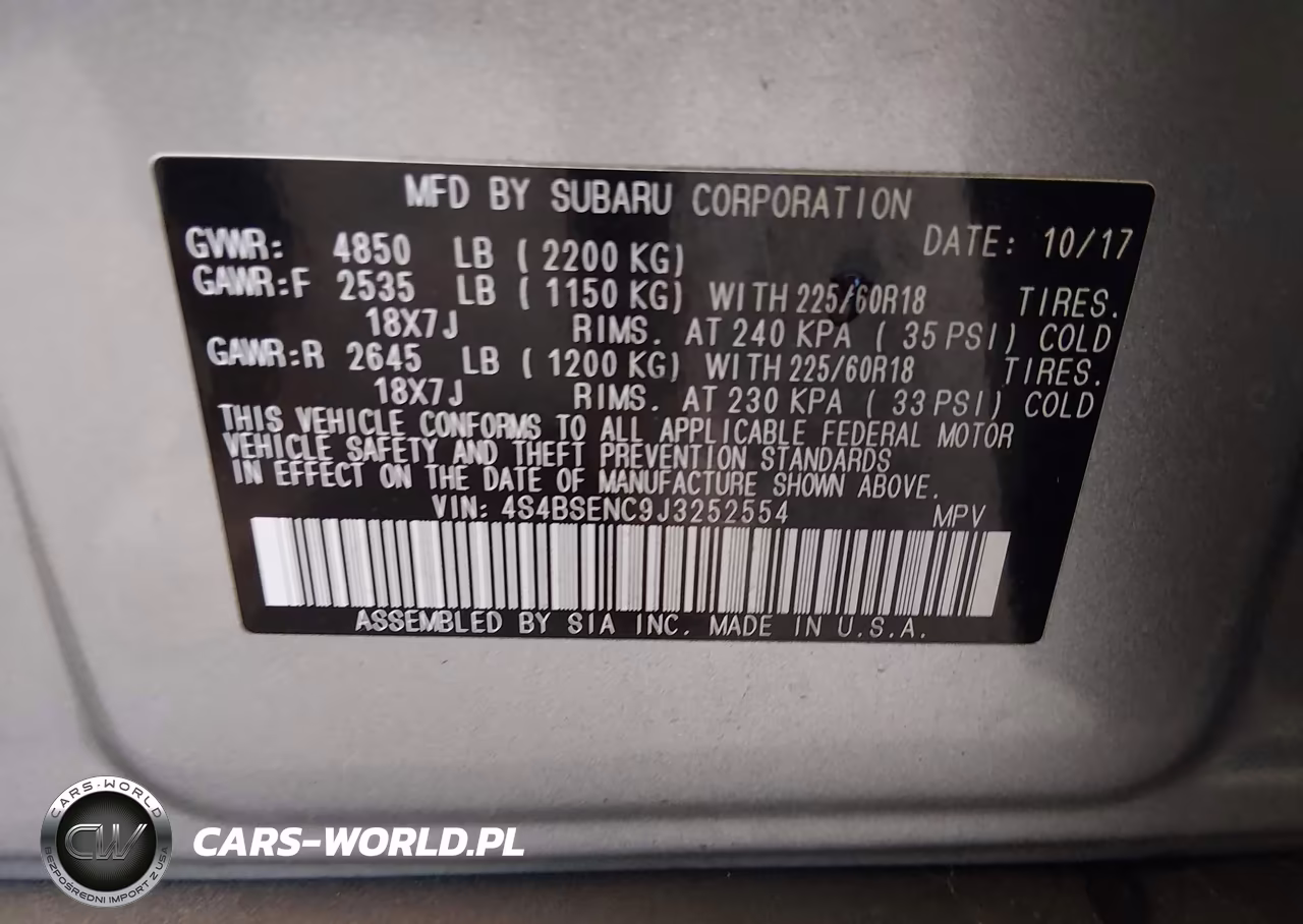 2018 Subaru Outback 3.6R Limited VIN:4S4BSENC9J3252554 - 9