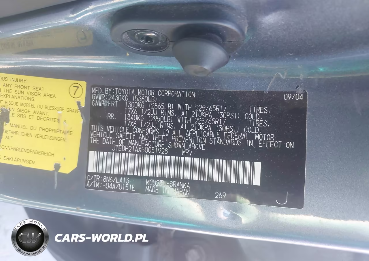 2005 Toyota Highlander Limited V6 VIN:JTEDP21AX50051928 - 9