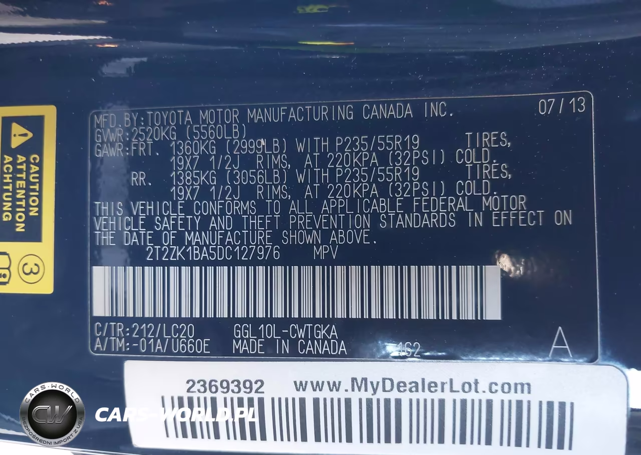 2013 Lexus Rx 350 VIN:2T2ZK1BA5DC127976 - 9