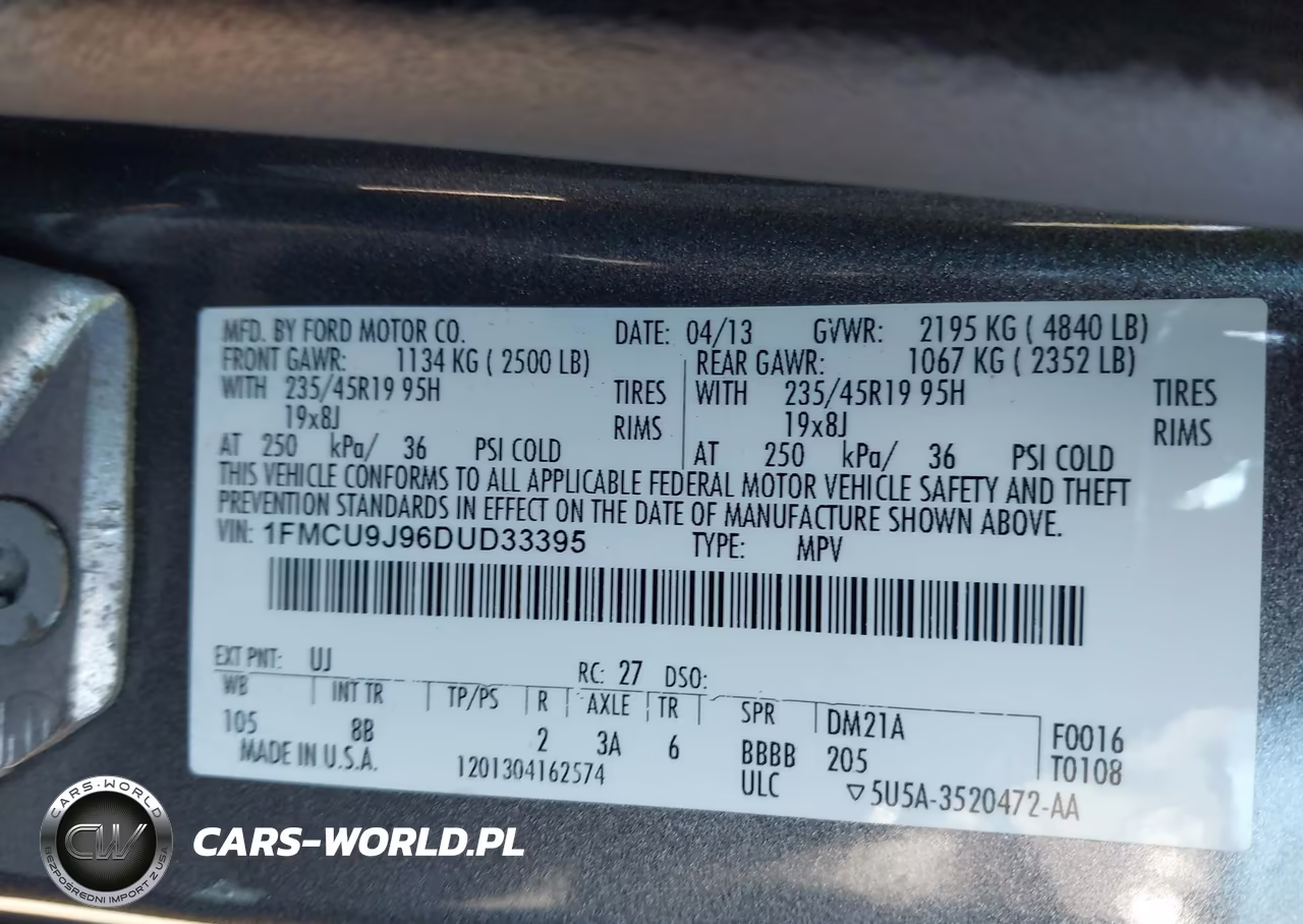 2013 Ford Escape Titanium VIN:1FMCU9J96DUD33395 - 9