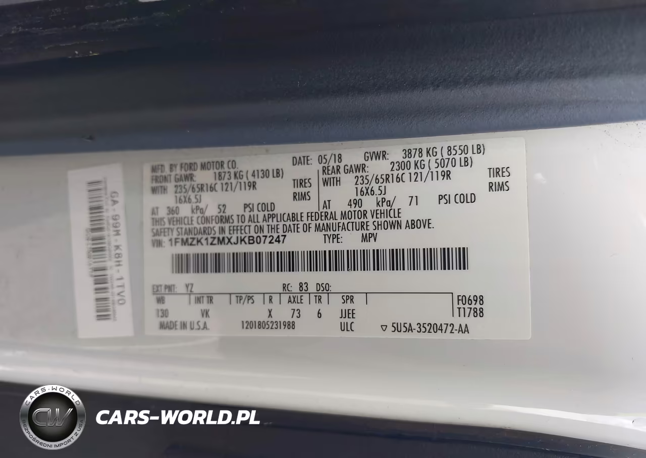 2018 Ford Transit-150 Xl VIN:1FMZK1ZMXJKB07247 - 9