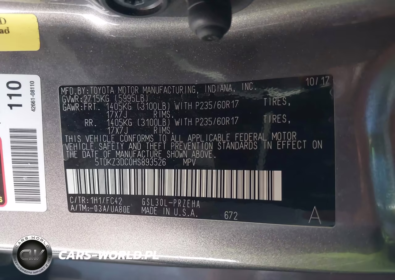 2017 Toyota Sienna Le 8 Passenger VIN:5TDKZ3DC0HS893526 - 9