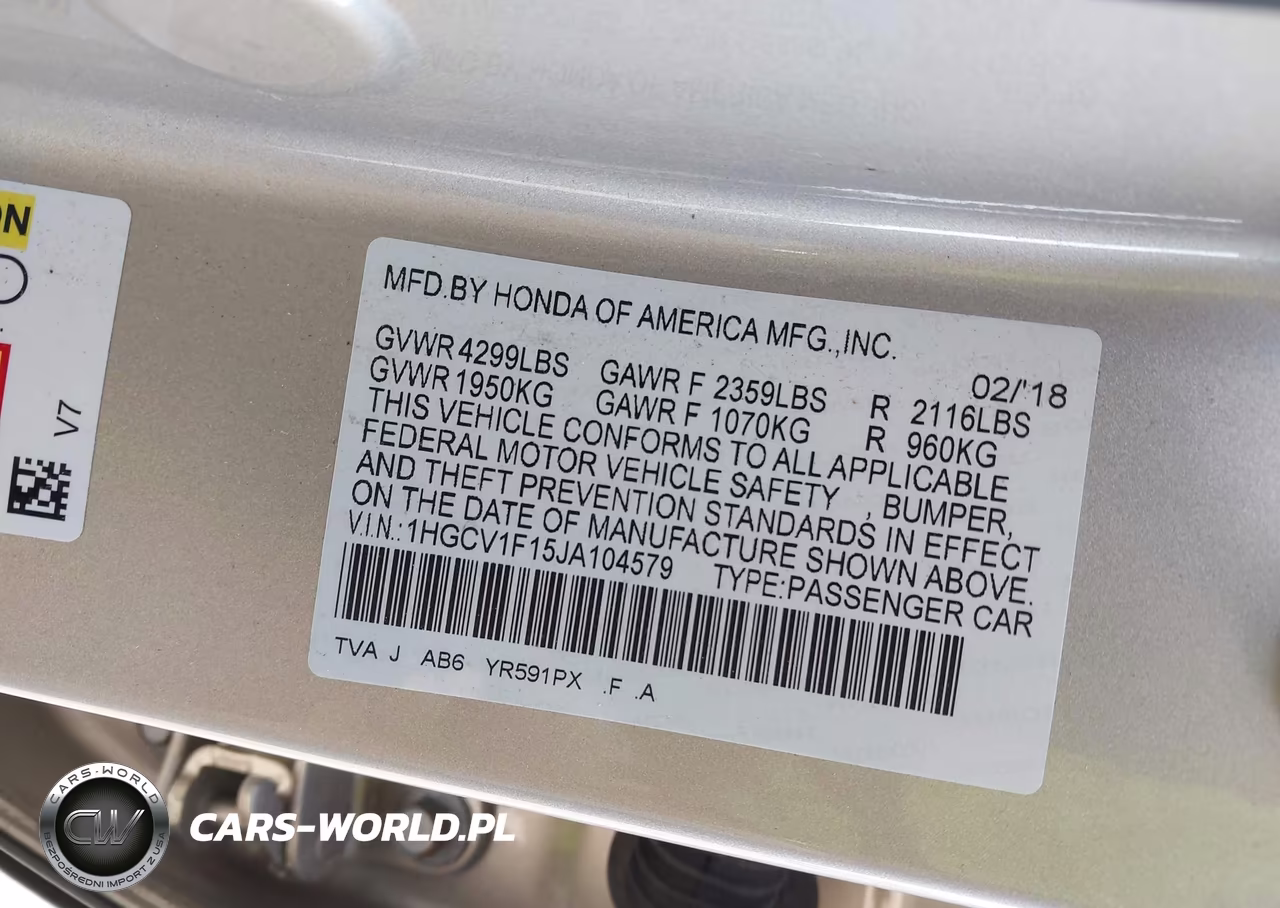 2018 Honda Accord Lx VIN:1HGCV1F15JA104579 - 9