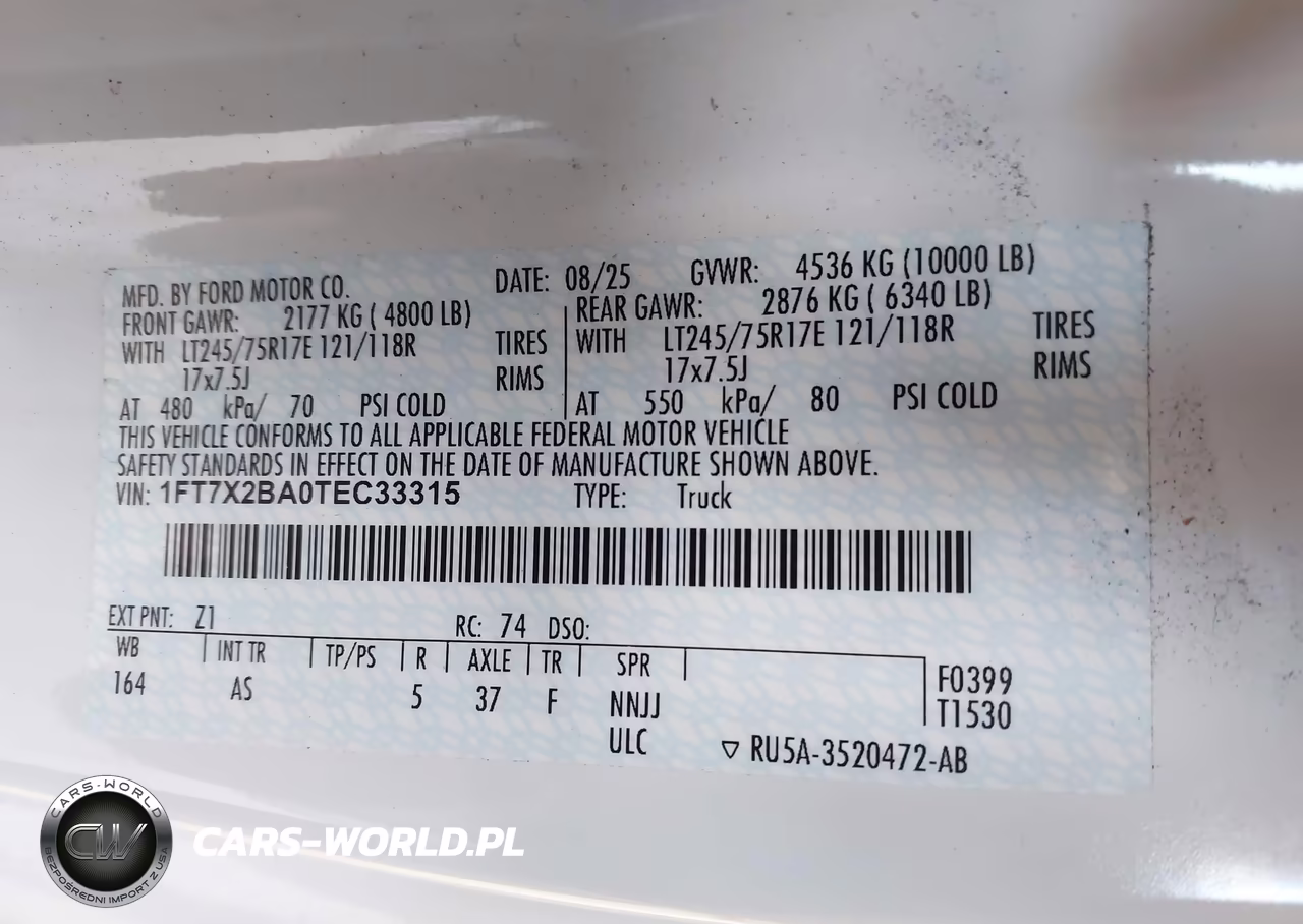2026 Ford F-250 Xl VIN:1FT7X2BA0TEC33315 - 9