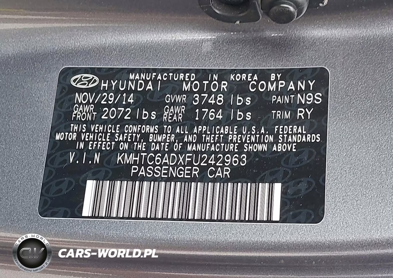 2015 Hyundai Veloster VIN:KMHTC6ADXFU242963 - 9