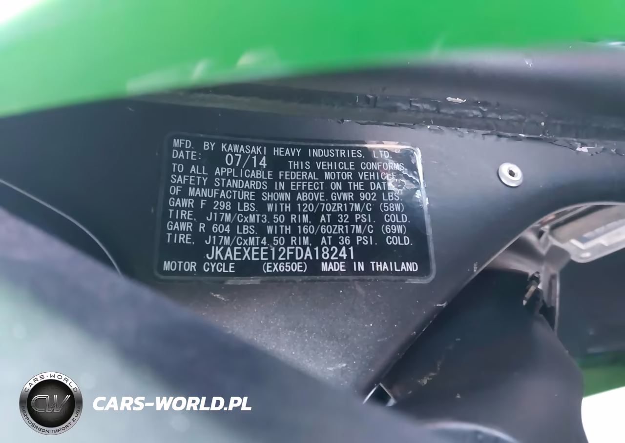 2015 Kawasaki Ex650 E VIN:JKAEXEE12FDA18241 - 10
