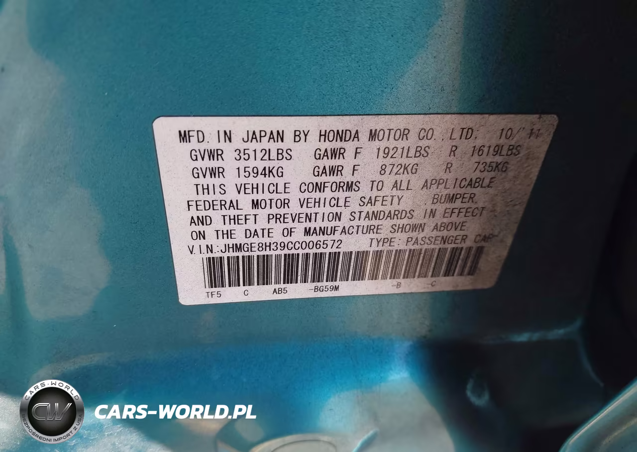 2012 Honda Fit VIN:JHMGE8H39CC006572 - 9