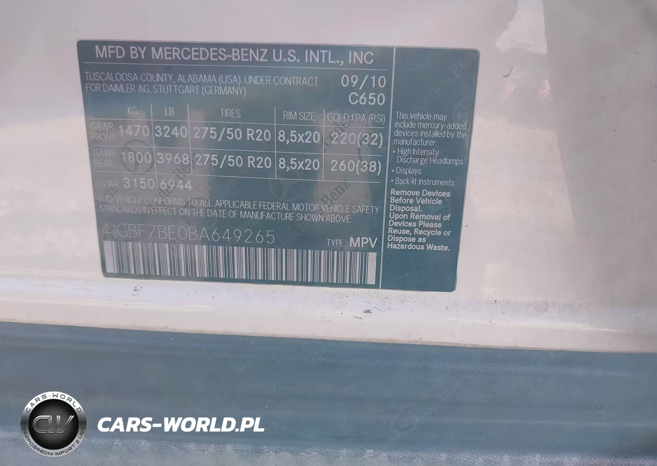 2011 Mercedes-Benz Gl 450 4Matic VIN:4JGBF7BE0BA649265 - 9