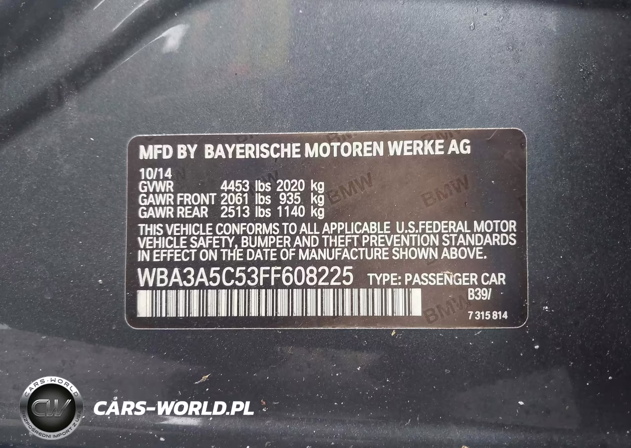 2015 BMW 328I VIN:WBA3A5C53FF608225 - 9
