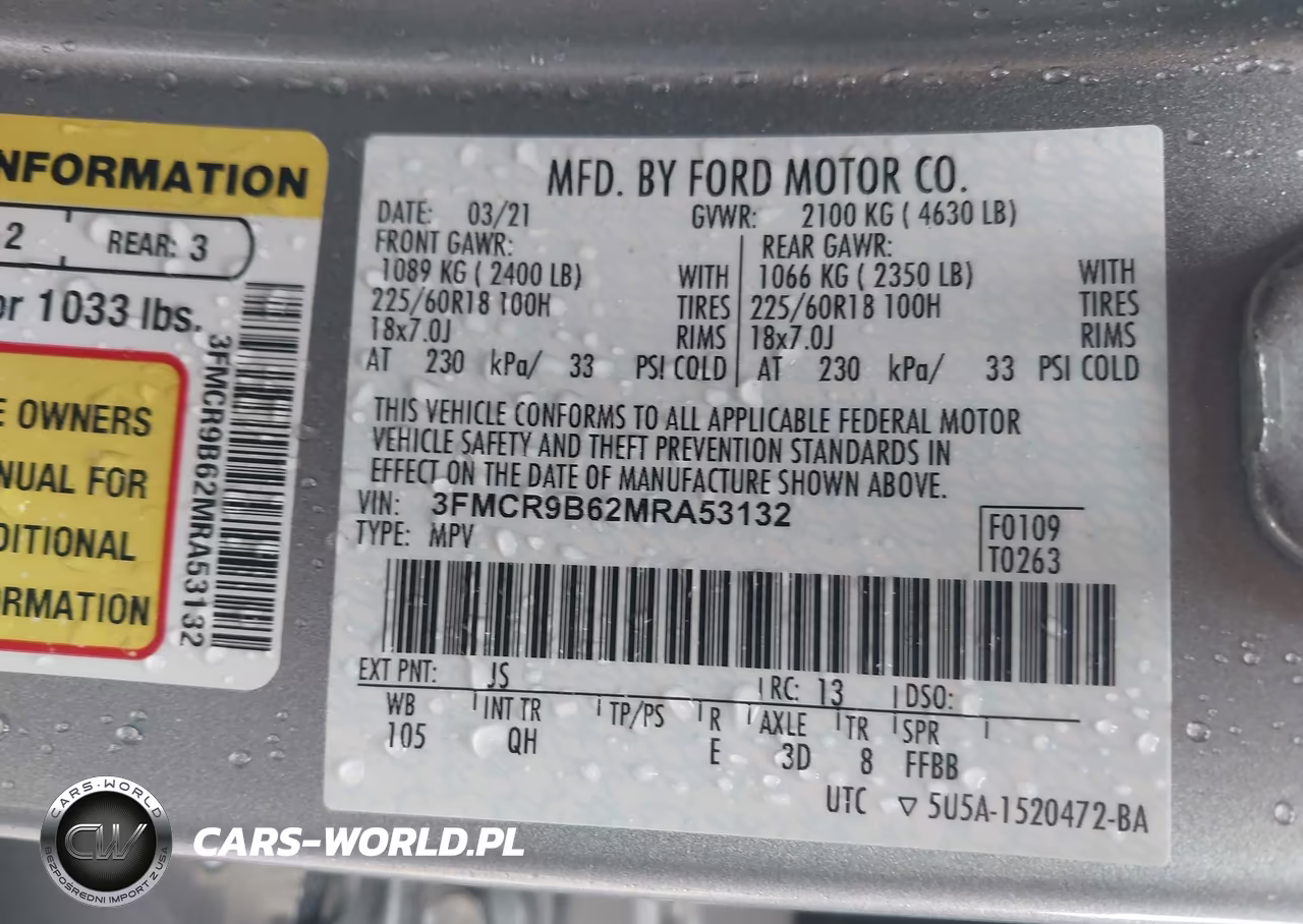2021 Ford Bronco Sport Big Bend VIN:3FMCR9B62MRA53132 - 9
