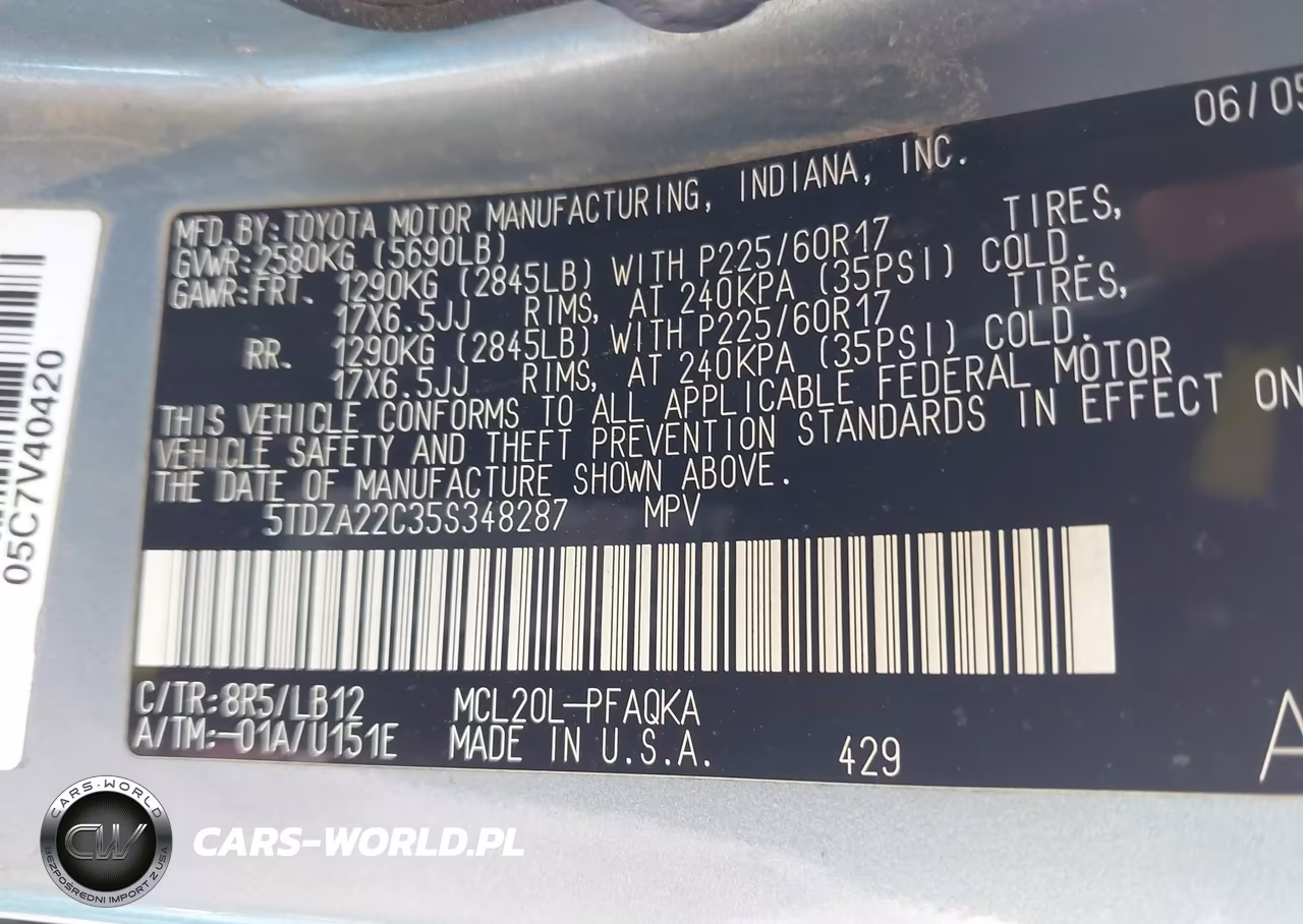 2005 Toyota Sienna Xle VIN:5TDZA22C35S348287 - 9