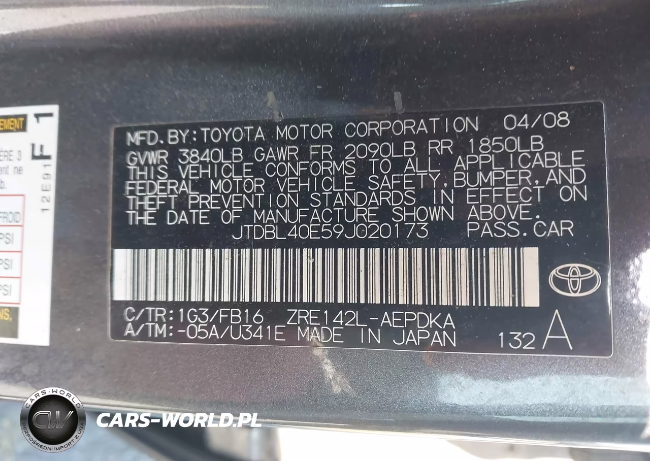 2009 Toyota Corolla Le VIN:JTDBL40E59J020173 - 9