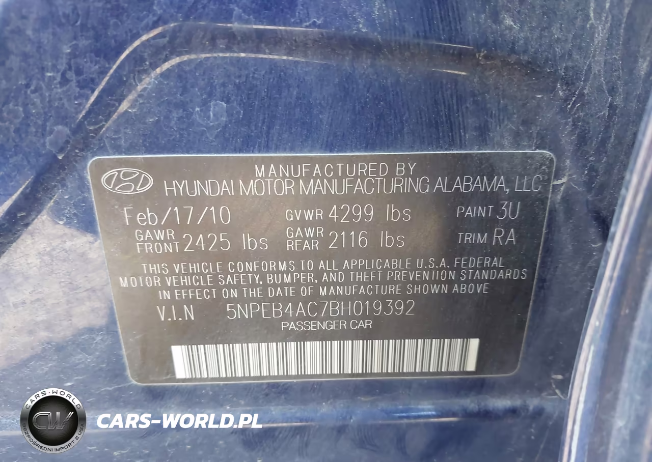 2011 Hyundai Sonata Gls VIN:5NPEB4AC7BH019392 - 9