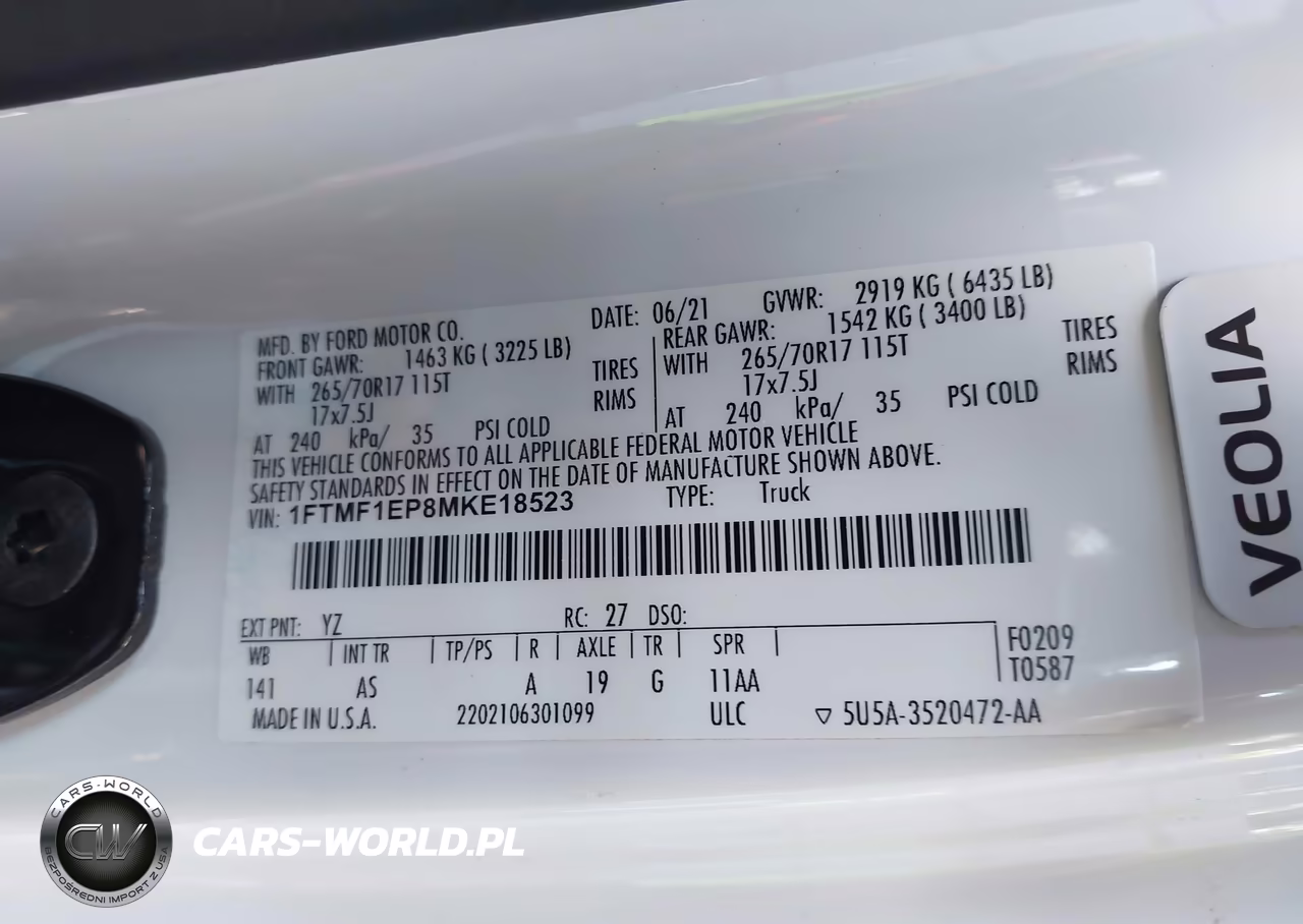 2021 Ford F-150 Xl VIN:1FTMF1EP8MKE18523 - 9