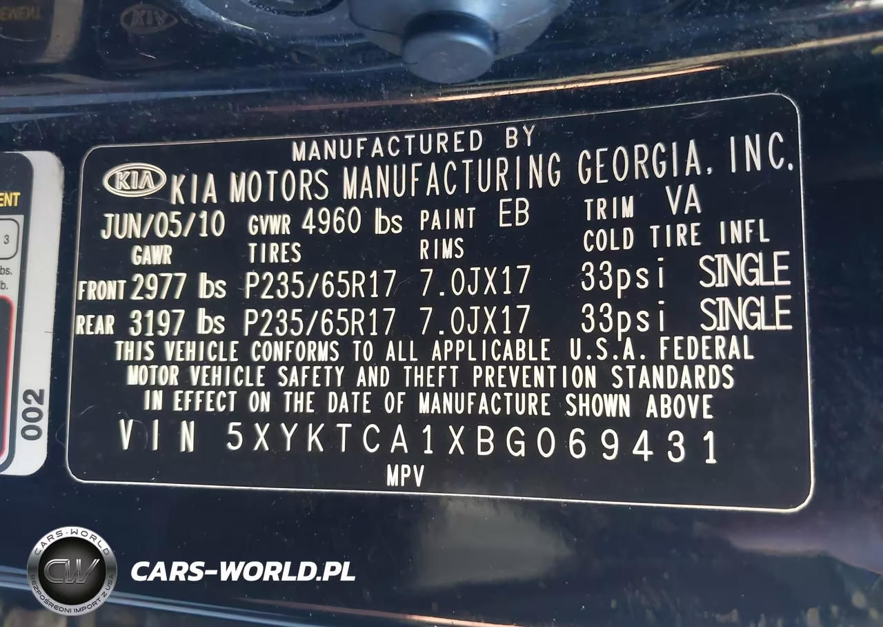 2011 Kia Sorento Lx VIN:5XYKTCA1XBG069431 - 9