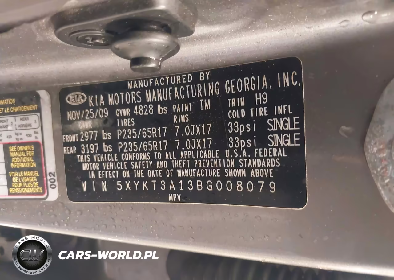 2011 Kia Sorento Lx VIN:5XYKT3A13BG008079 - 9