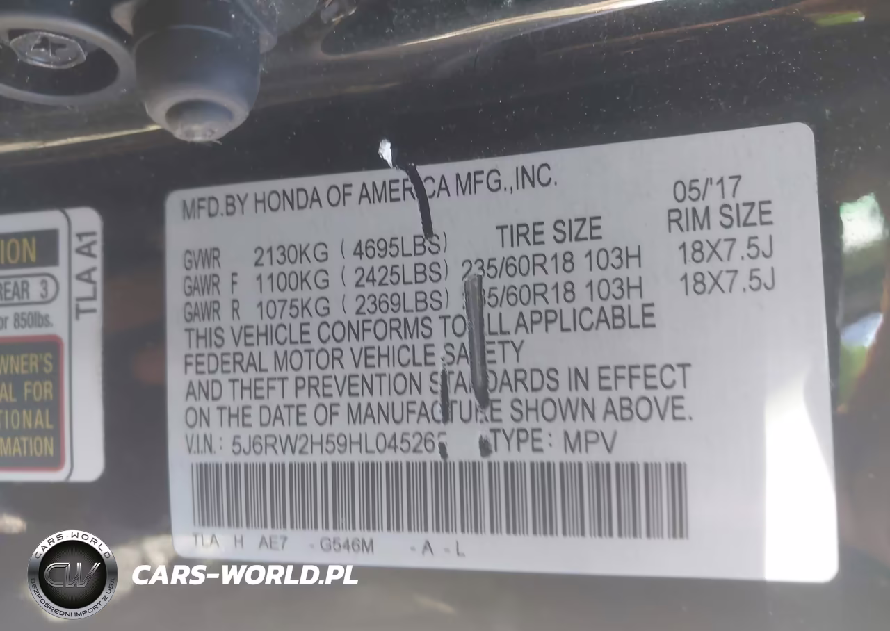 2017 Honda Cr-V Ex VIN:5J6RW2H59HL045265 - 9