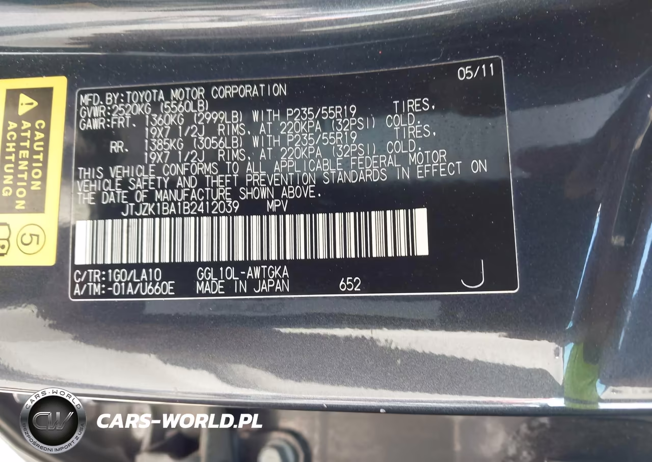 2011 Lexus Rx 350 VIN:JTJZK1BA1B2412039 - 9