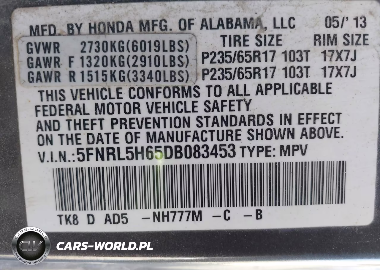 2013 Honda Odyssey Ex-L VIN:5FNRL5H65DB083453 - 9