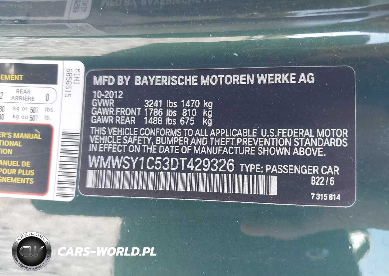 2013 Mini Roadster Cooper VIN:WMWSY1C53DT429326 - 9
