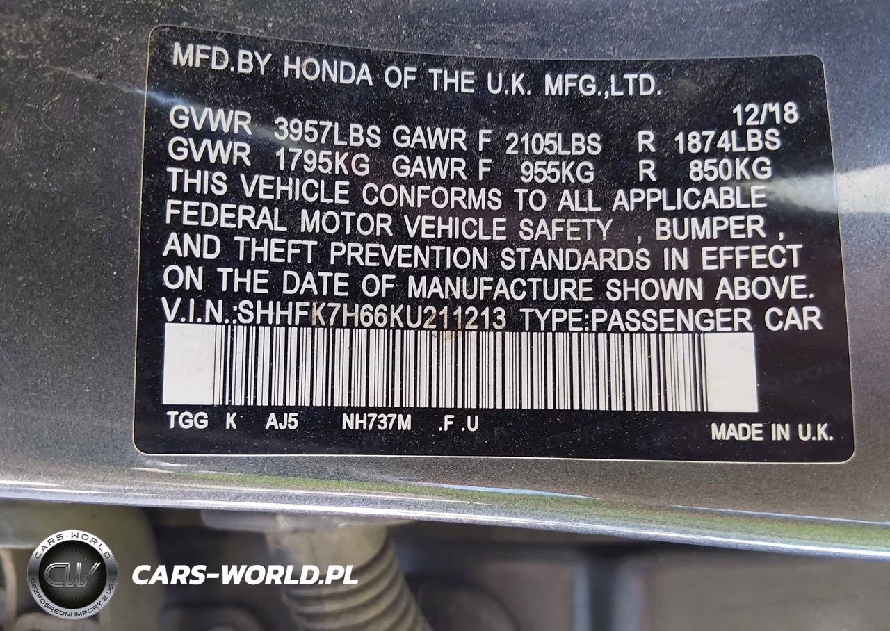 2019 Honda Civic Ex VIN:SHHFK7H66KU211213 - 9