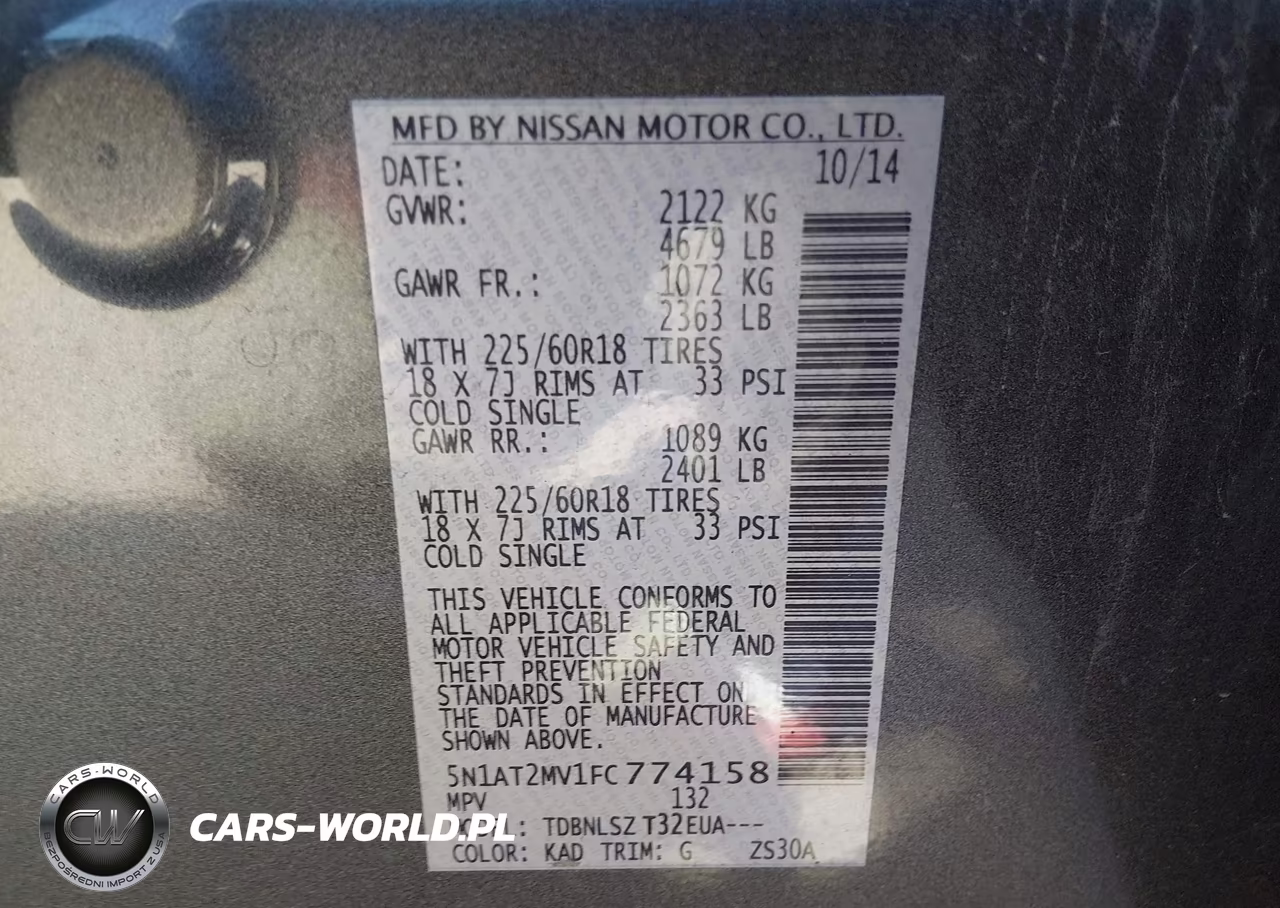 2015 Nissan Rogue Sl VIN:5N1AT2MV1FC774158 - 9