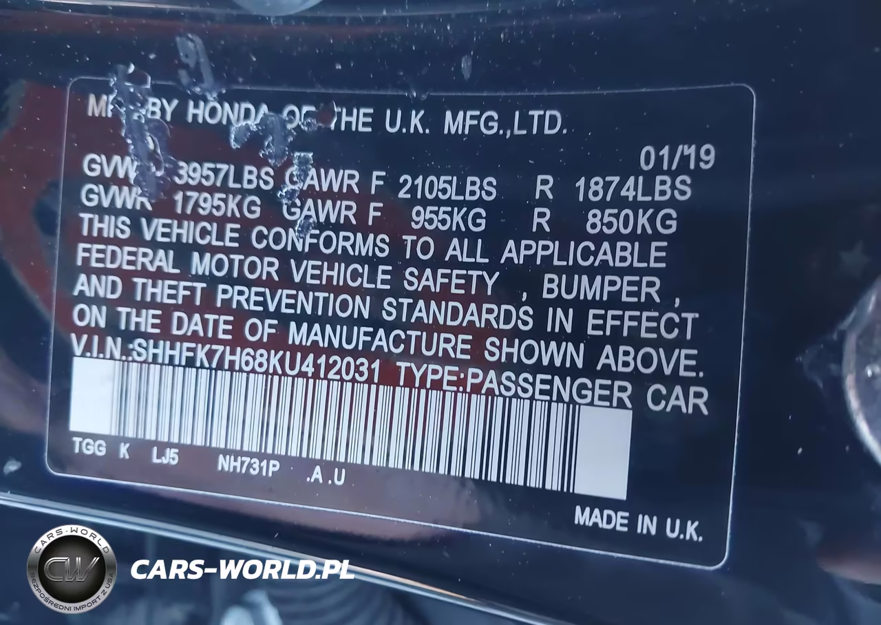 2019 Honda Civic Ex VIN:SHHFK7H68KU412031 - 9
