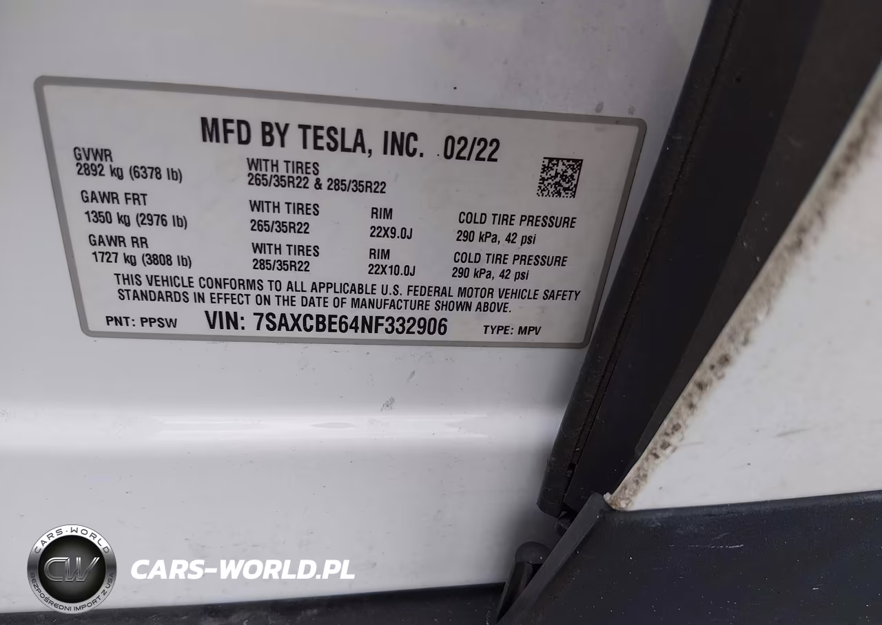 2022 Tesla Model X Plaid Tri Motor All-Wheel Drive VIN:7SAXCBE64NF332906 - 9