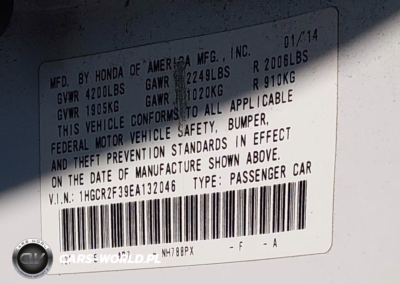 2014 Honda Accord Lx VIN:1HGCR2F39EA132046 - 9