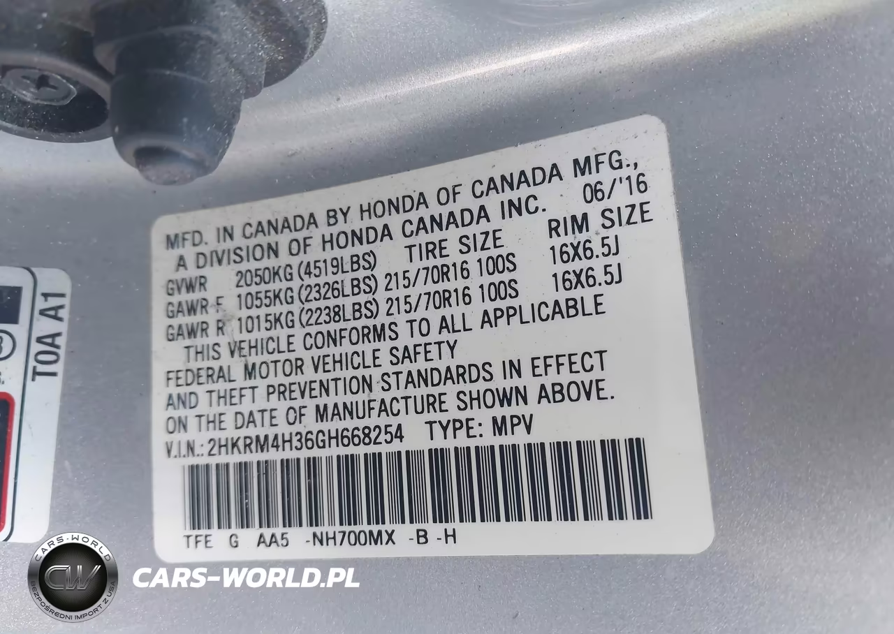 2016 Honda Cr-V Lx VIN:2HKRM4H36GH668254 - 9