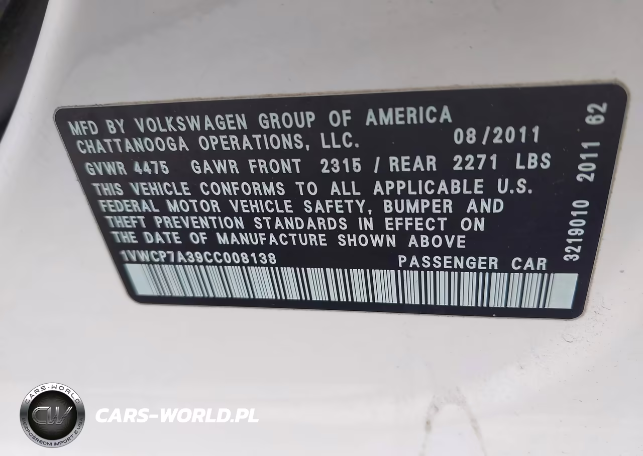 2012 Volkswagen Passat Sel Premium Pzev VIN:1VWCP7A39CC008138 - 9