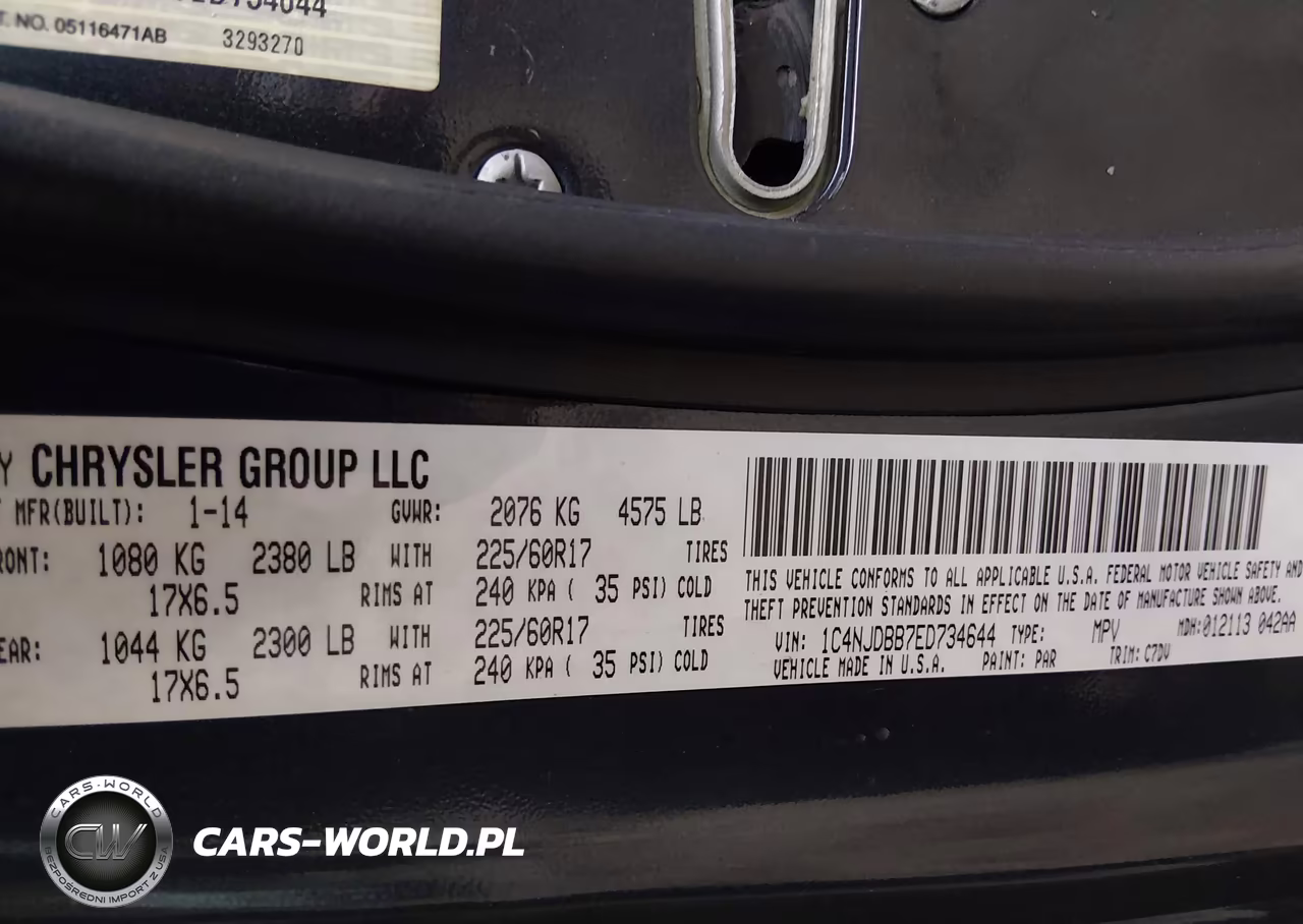 2014 Jeep Compass Sport VIN:1C4NJDBB7ED734644 - 9
