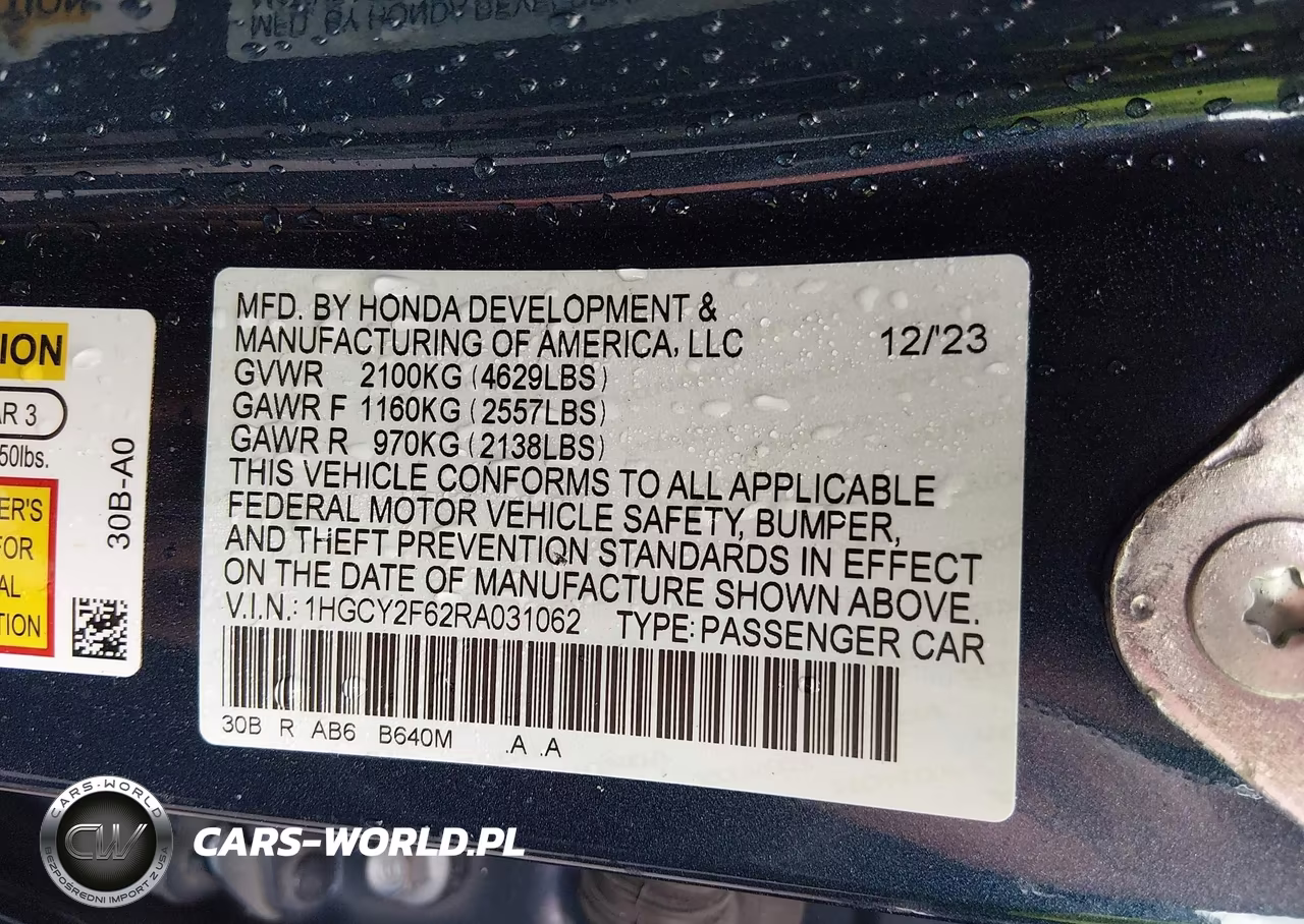 2024 Honda Accord Hybrid Ex-L VIN:1HGCY2F62RA031062 - 9