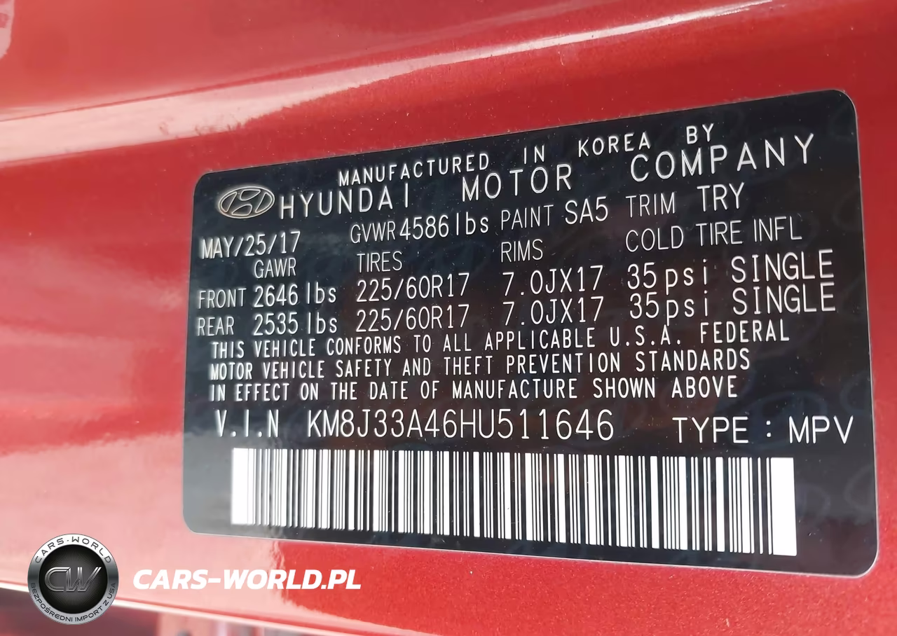 2017 Hyundai Tucson Se Plus VIN:KM8J33A46HU511646 - 9
