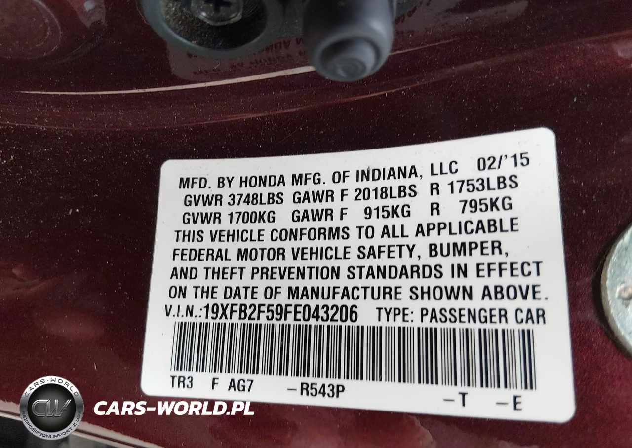 2015 Honda Civic Lx VIN:19XFB2F59FE043206 - 9