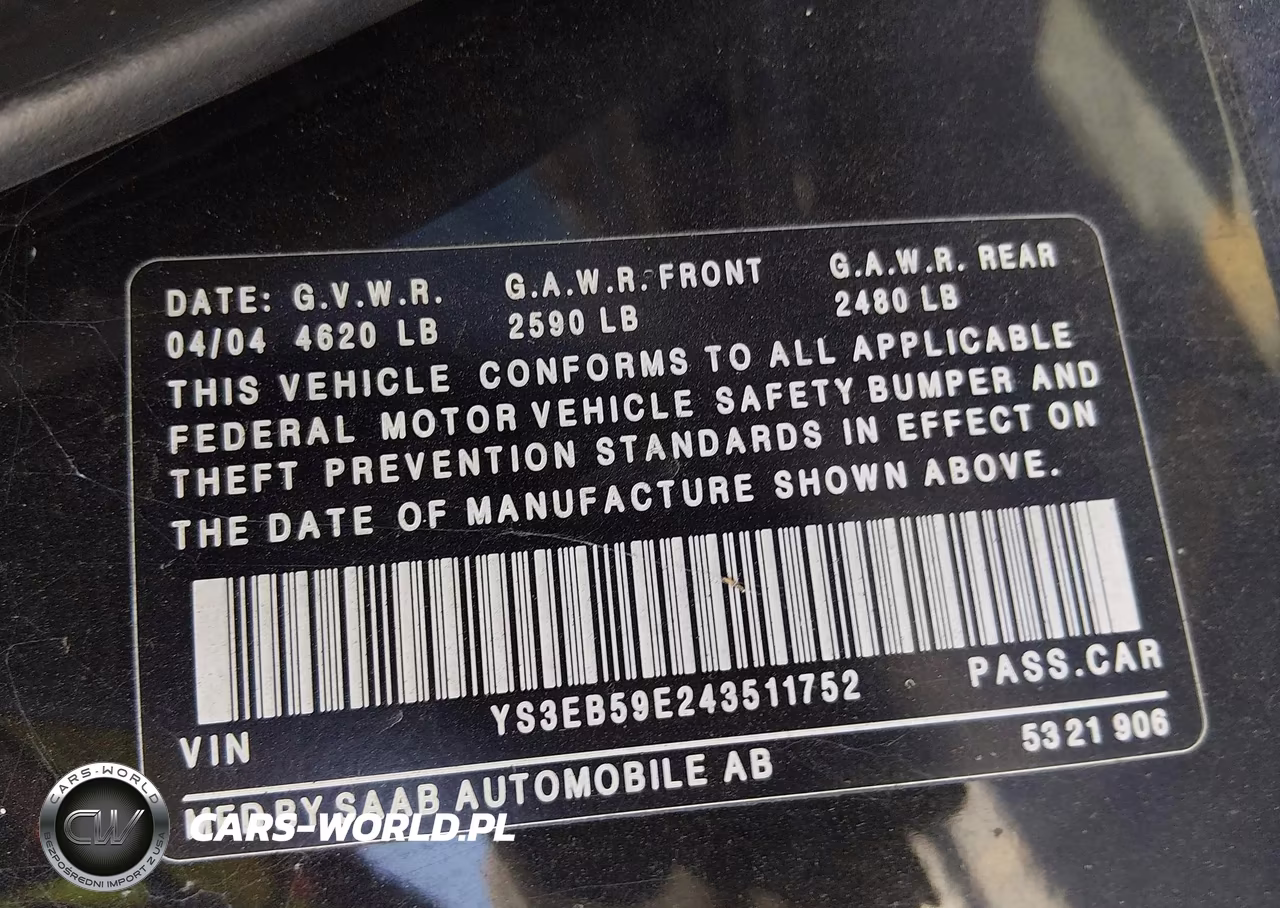 2004 Saab 9-5 Linear VIN:YS3EB59E243511752 - 9