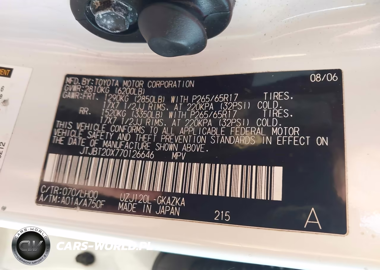2007 Lexus Gx 470 VIN:JTJBT20X770126646 - 9