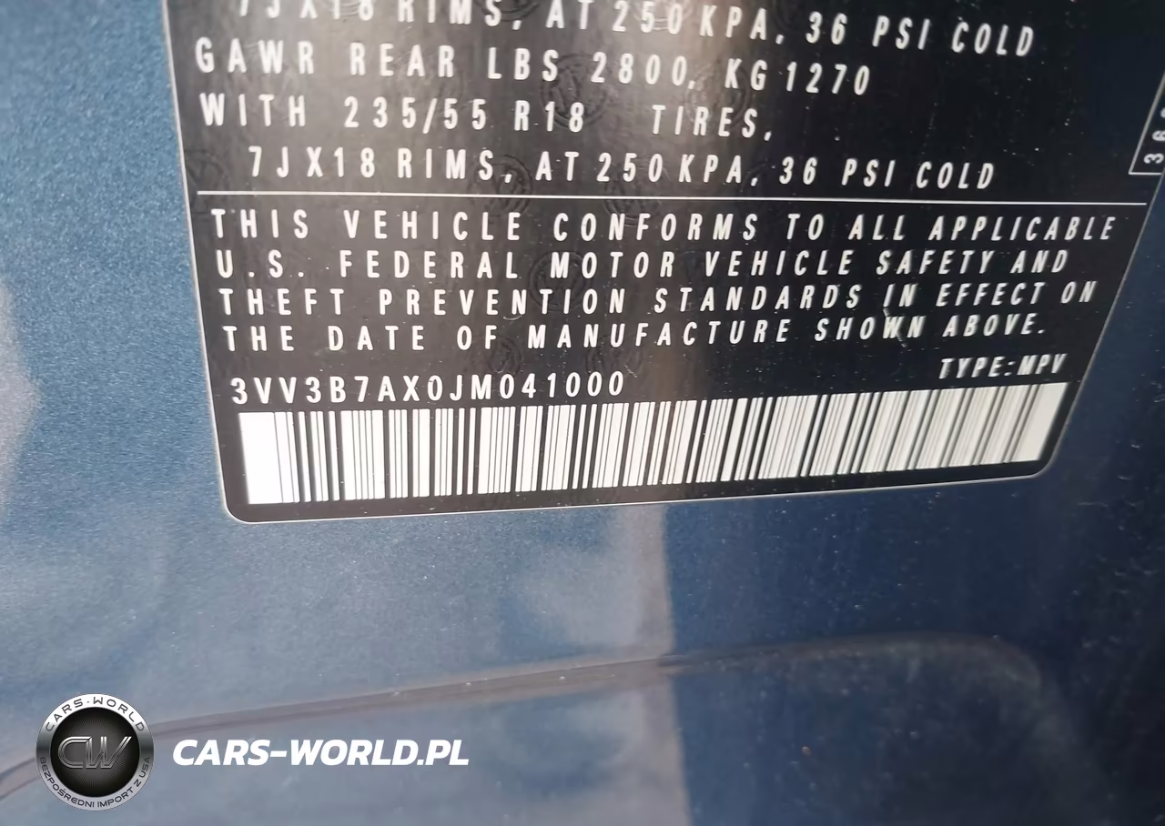 2018 Volkswagen Tiguan 2.0T Se-2.0T Sel VIN:3VV3B7AX0JM041000 - 9