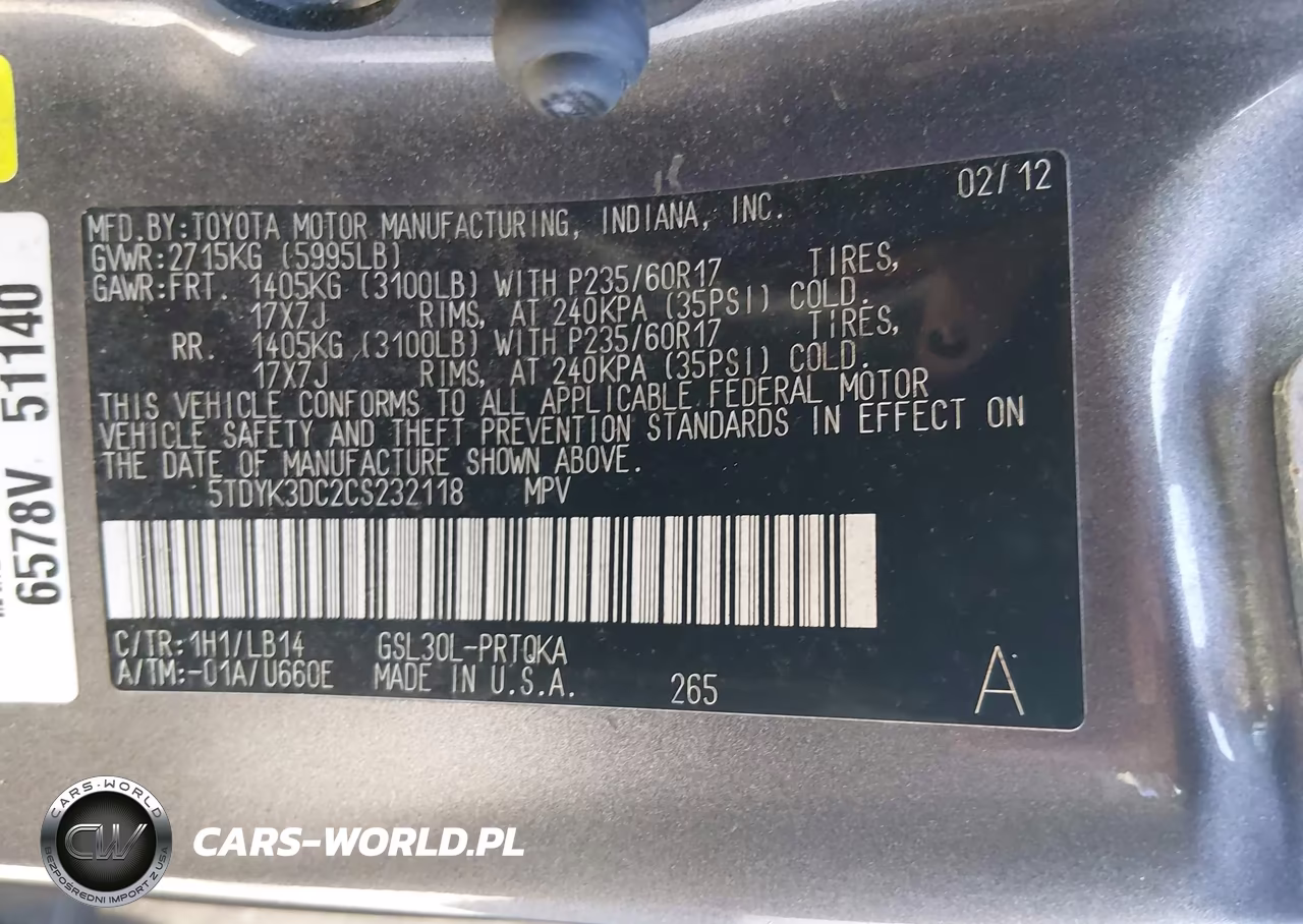 2012 Toyota Sienna VIN:5TDYK3DC2CS232118 - 9