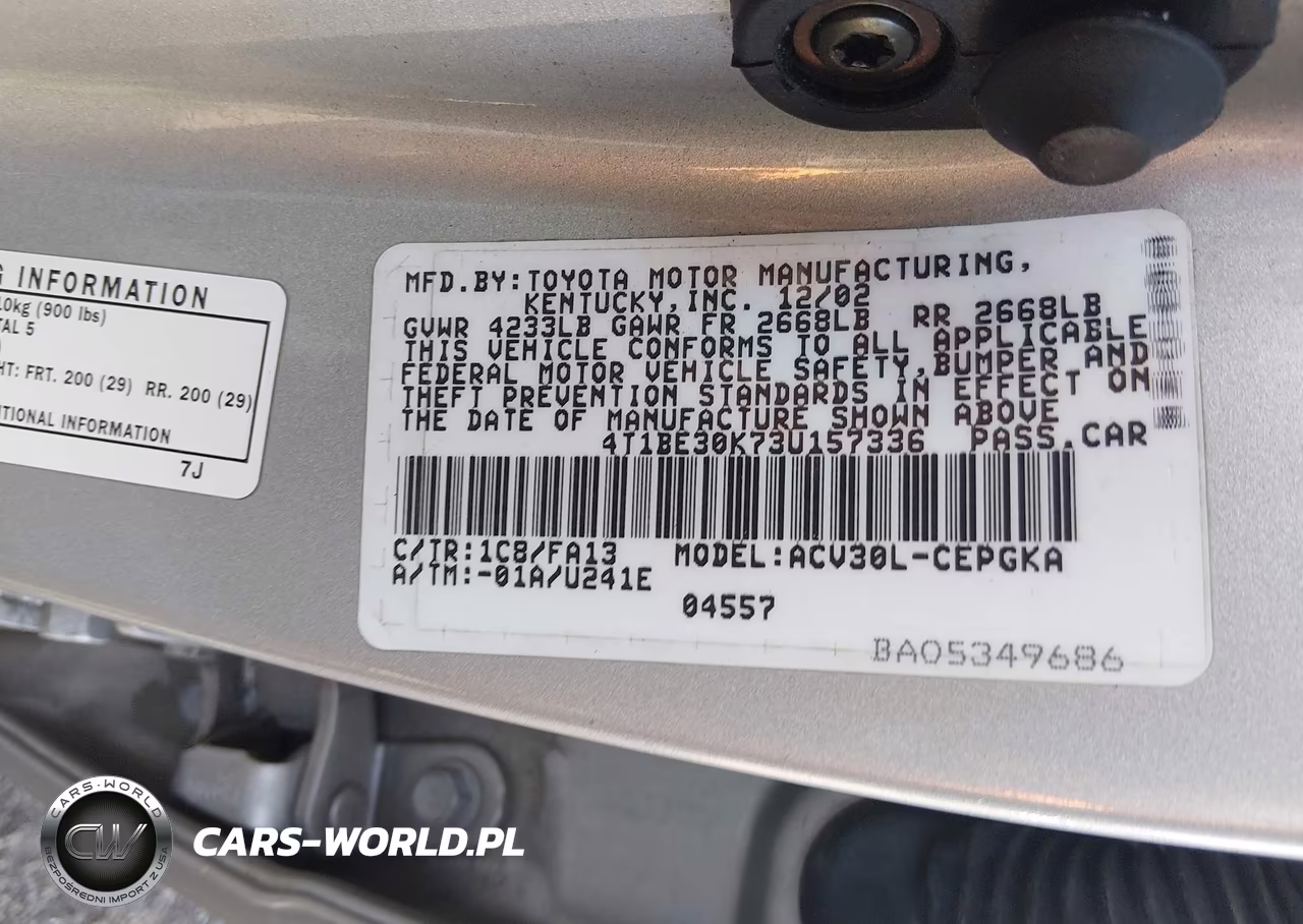 2003 Toyota Camry Xle VIN:4T1BE30K73U157336 - 9