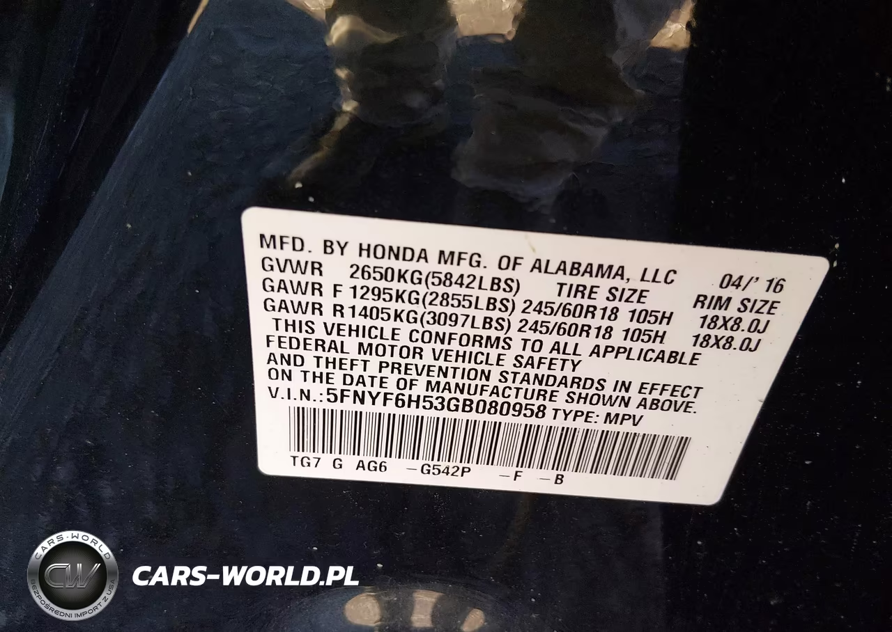 2016 Honda Pilot Ex-L VIN:5FNYF6H53GB080958 - 9