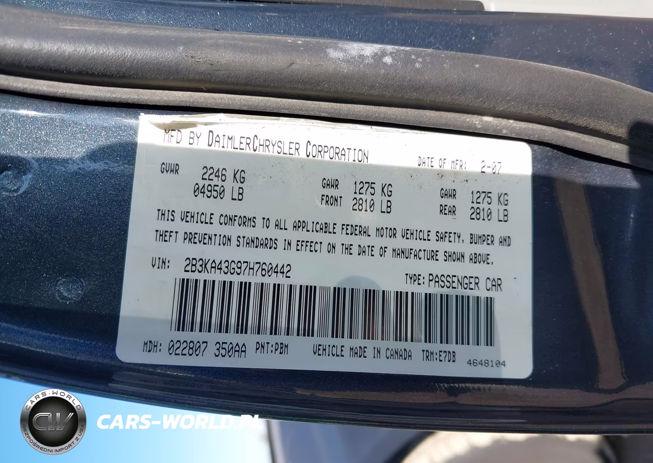 2007 Dodge Charger VIN:2B3KA43G97H760442 - 9