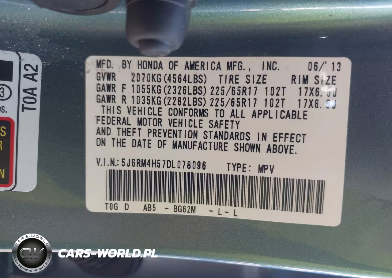 2013 Honda Cr-V Ex VIN:5J6RM4H57DL078096 - 9