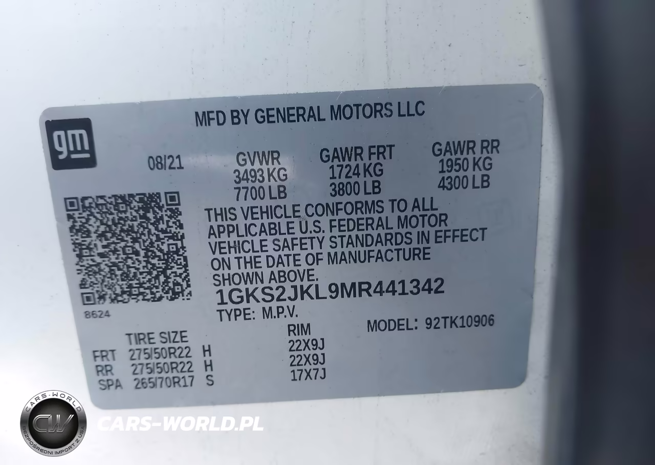 2021 GMC Yukon Xl 4Wd Denali VIN:1GKS2JKL9MR441342 - 9
