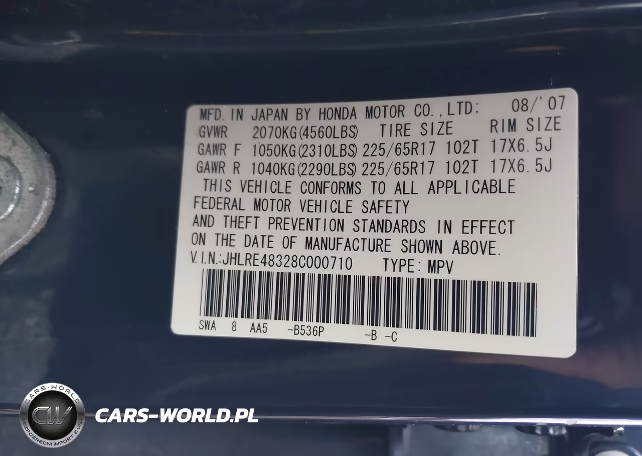 2008 Honda Cr-V Lx VIN:JHLRE48328C000710 - 9