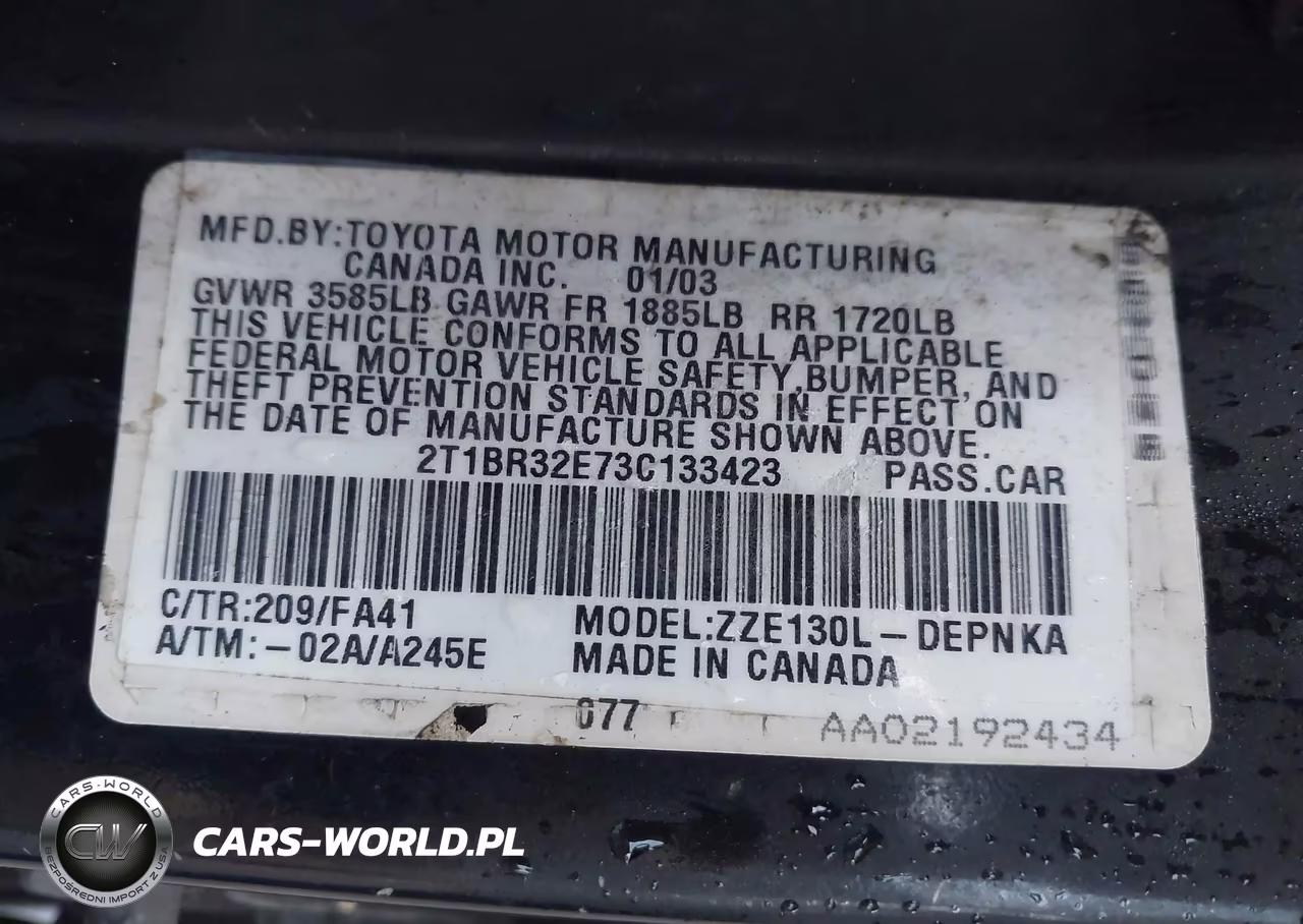 2003 Toyota Corolla Le VIN:2T1BR32E73C133423 - 9