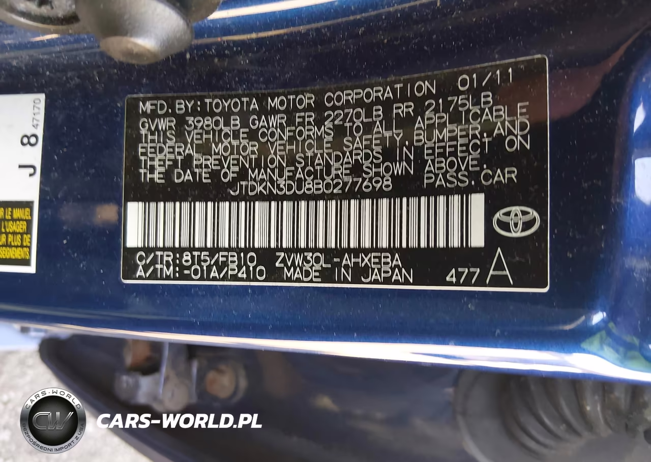 2011 Toyota Prius Two VIN:JTDKN3DU8B0277698 - 9